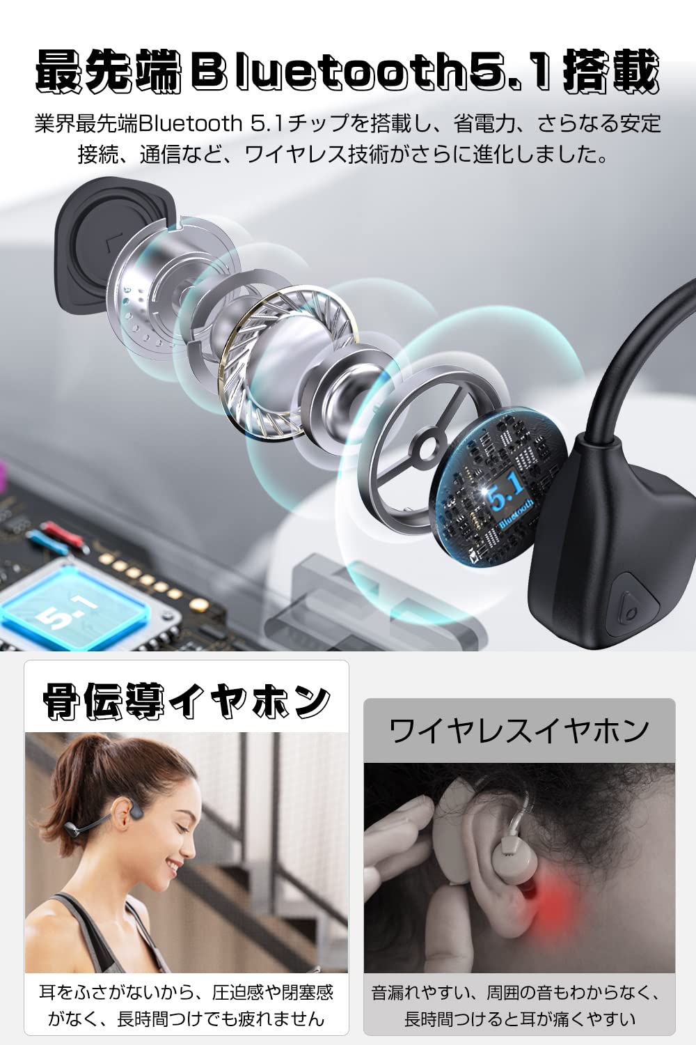 Amazon.co.jp: 骨伝導イヤホン 【2022年9月新発想登場】 Bluetooth
